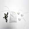 set of 3 felted wool hearts (in cotton bag)