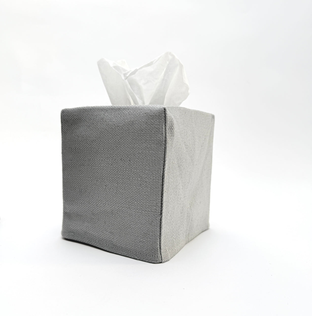 grey linen tissue cover