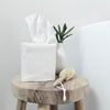 white linen tissue cover - square