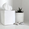 white linen tissue cover - square