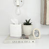 white linen tissue cover - square