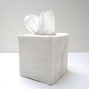 white linen tissue cover - square