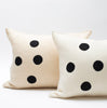 applique wool pillows. cream and black dots