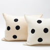 applique wool pillows. cream and black dots