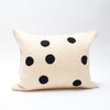 applique wool pillows. cream and black dots