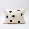 applique wool pillows. cream and black dots