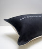 black alphabet pillow