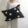 applique wool pillows. cream and black dots