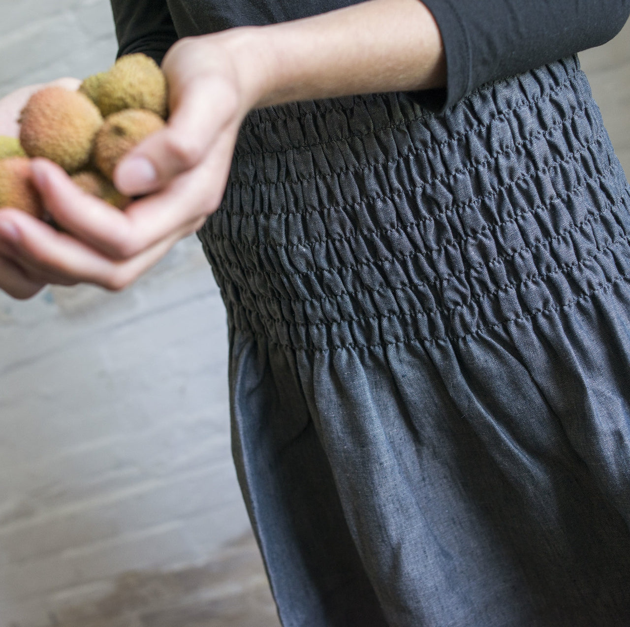 smocked half apron (top)