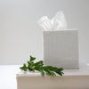 white linen tissue cover - square