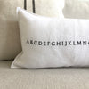 alphabet pillow - white