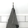 black linen waffle towels