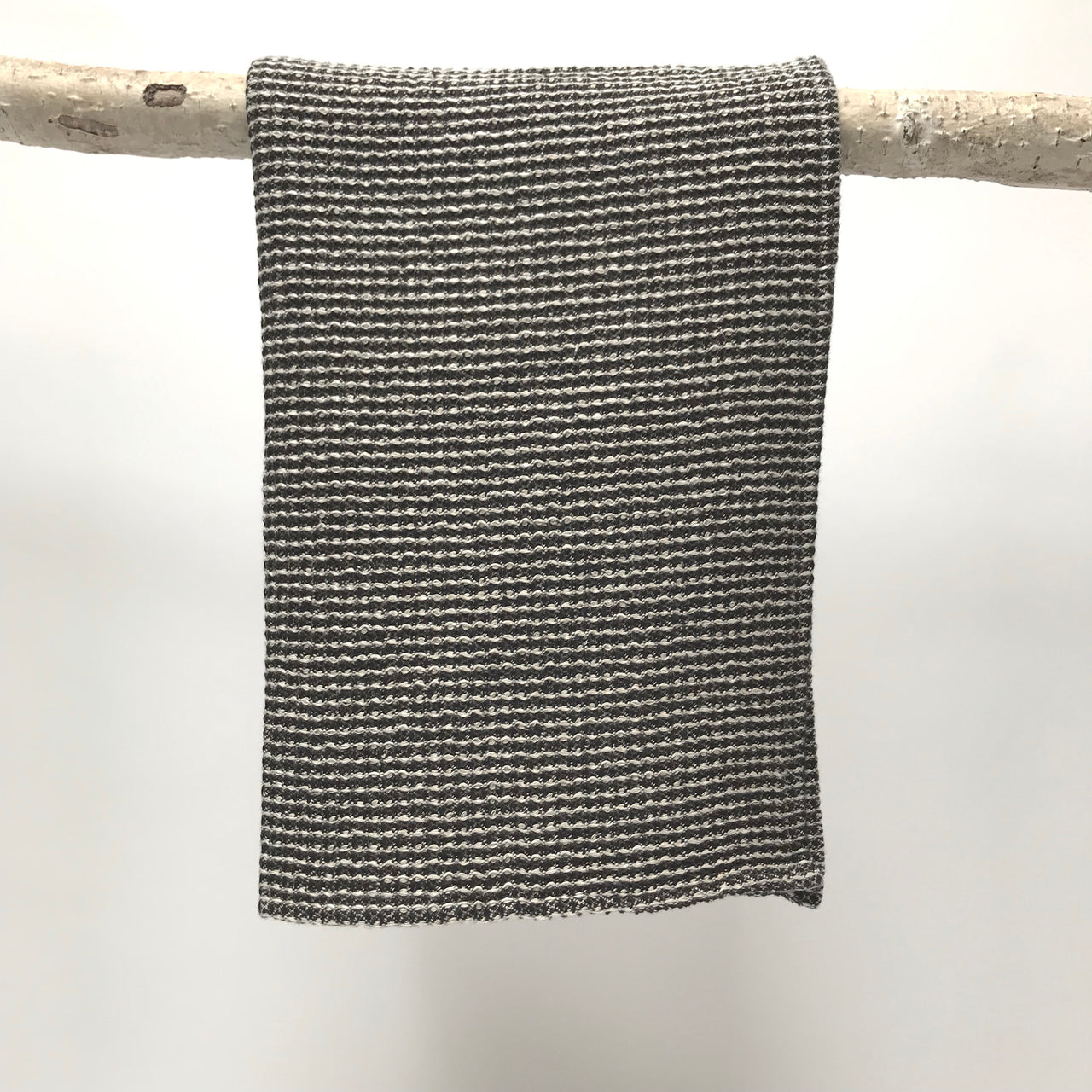 black linen waffle towels