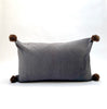 velvet pillow with pom poms (grey)