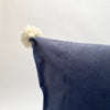 velvet pillow with pom poms (slate)