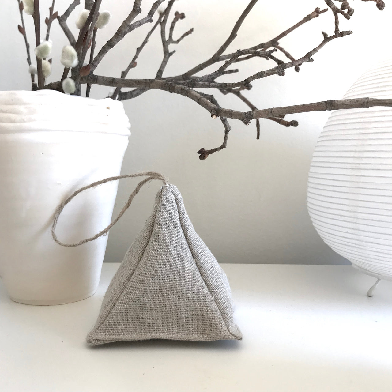 linen pyramid sachet