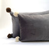 velvet pillow with pom poms (grey)