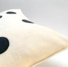 applique wool pillows. white and black dots