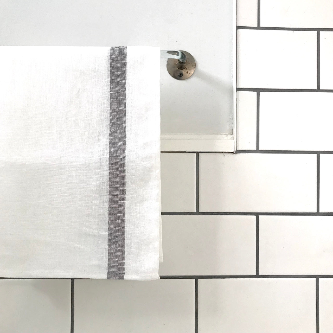 french linen tea towel ( white )