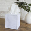 white linen tissue cover - square