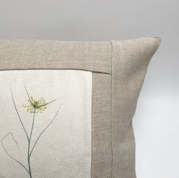 linen botanical pillow - oatmeal