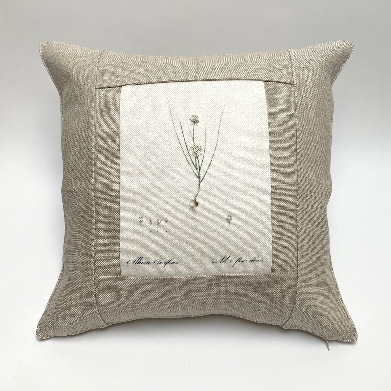 linen botanical pillow - oatmeal