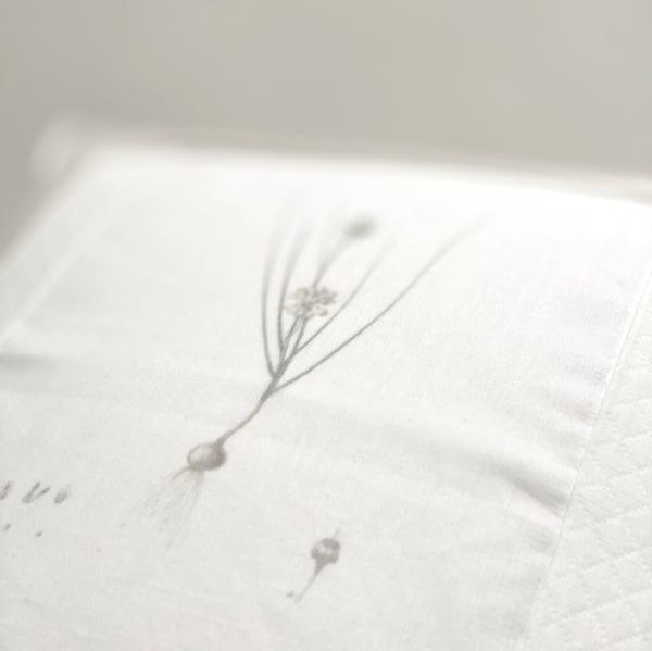 linen botanical pillow - white