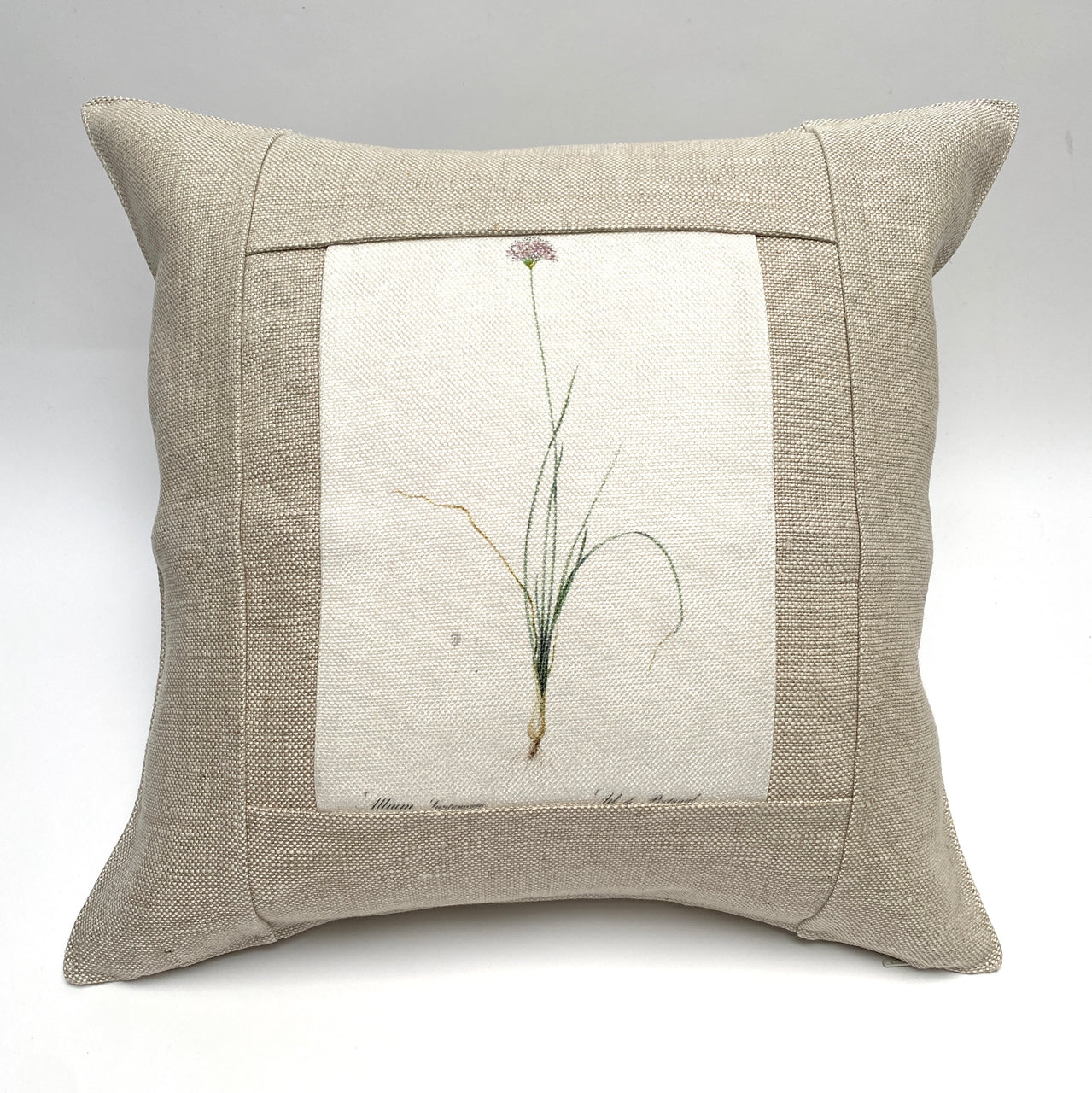 linen botanical pillow - oatmeal