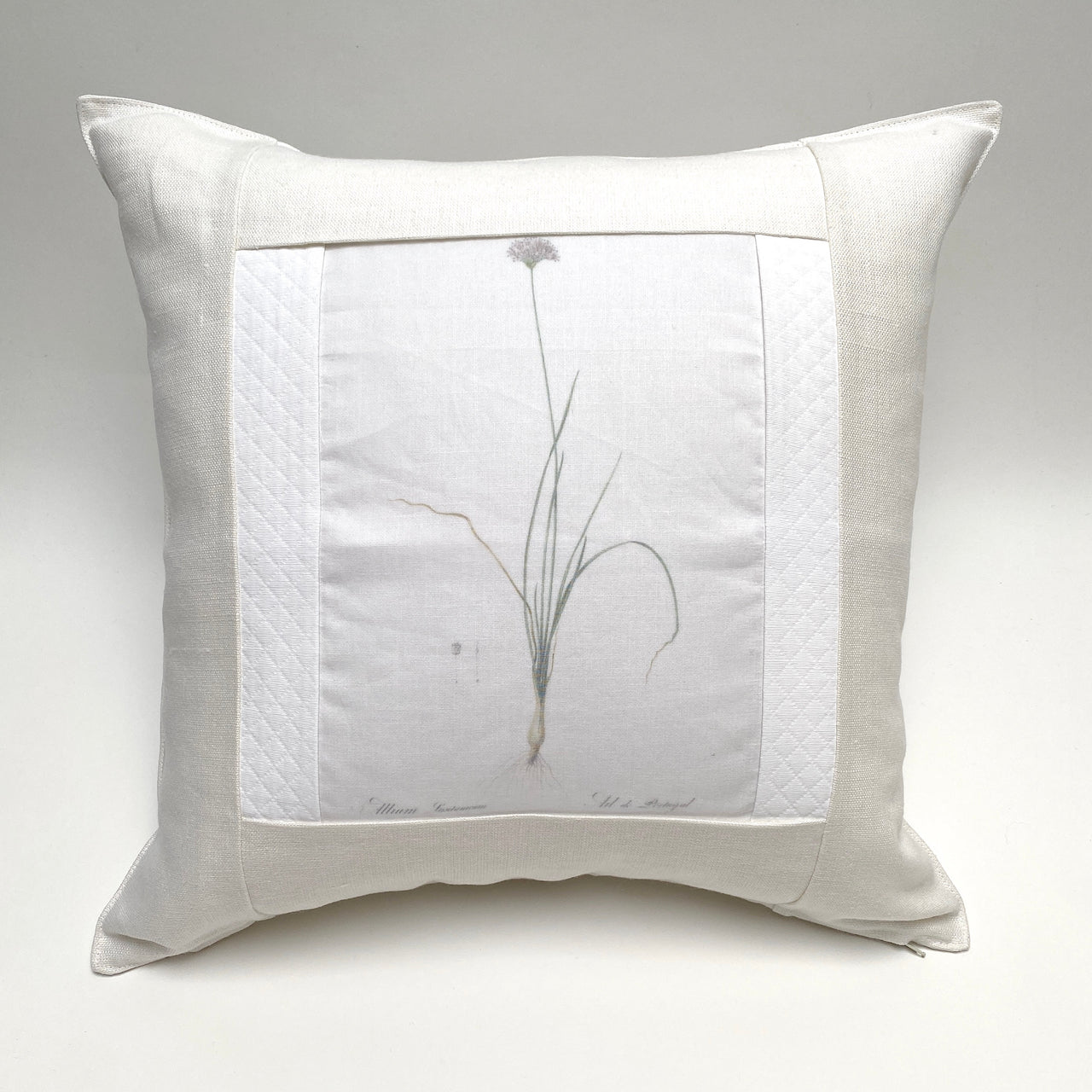 linen botanical pillow - white