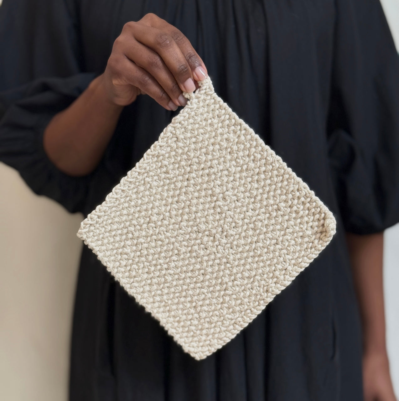 knit cotton pot holder