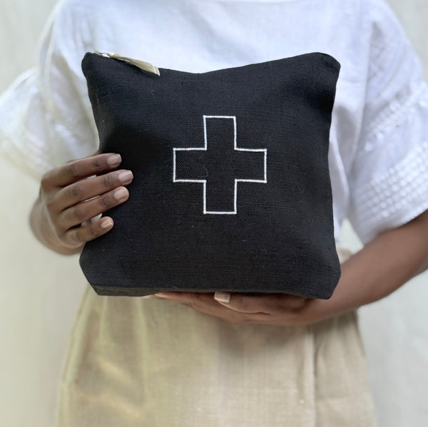 black linen ditty bag