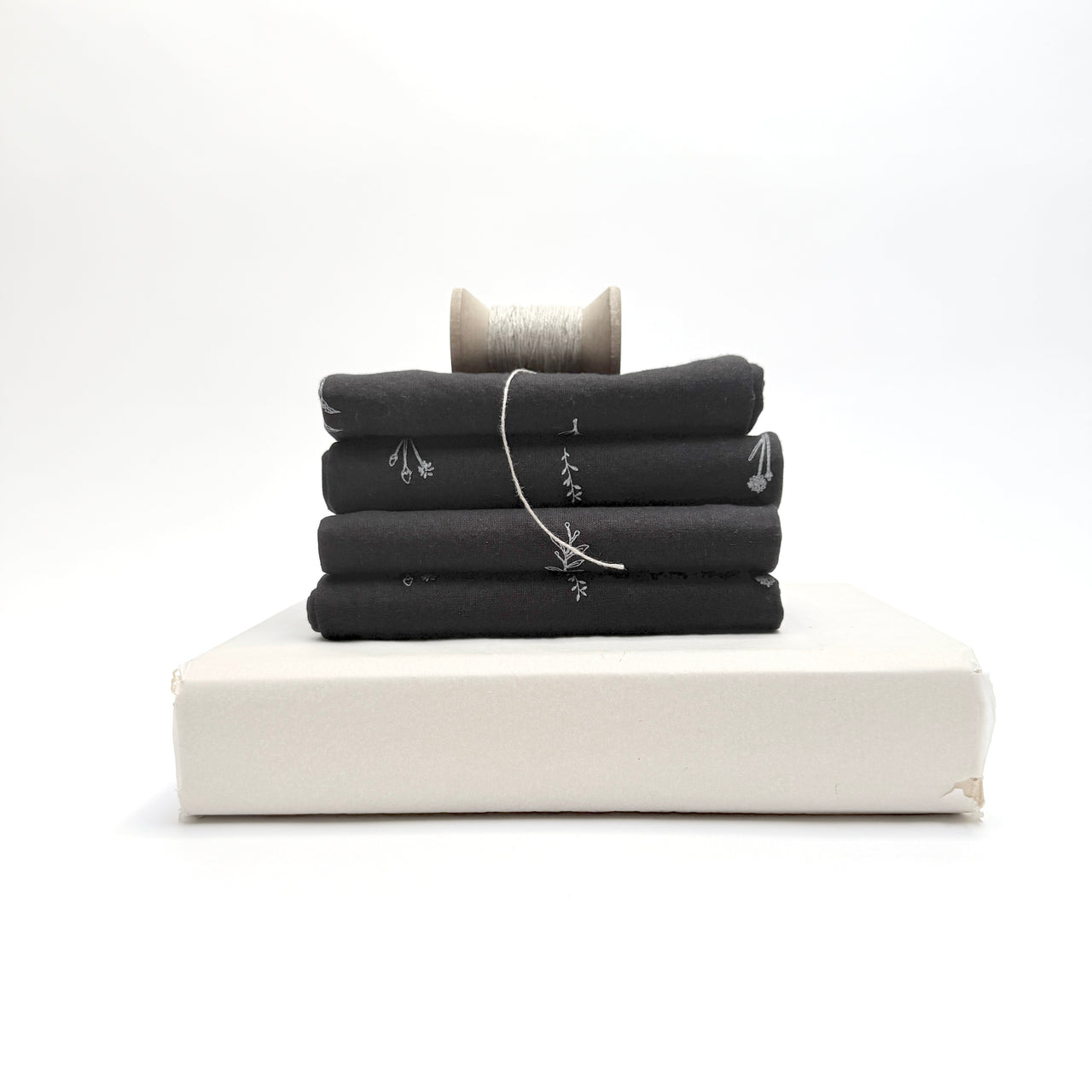 herb tea towel - hemp and cotton - black