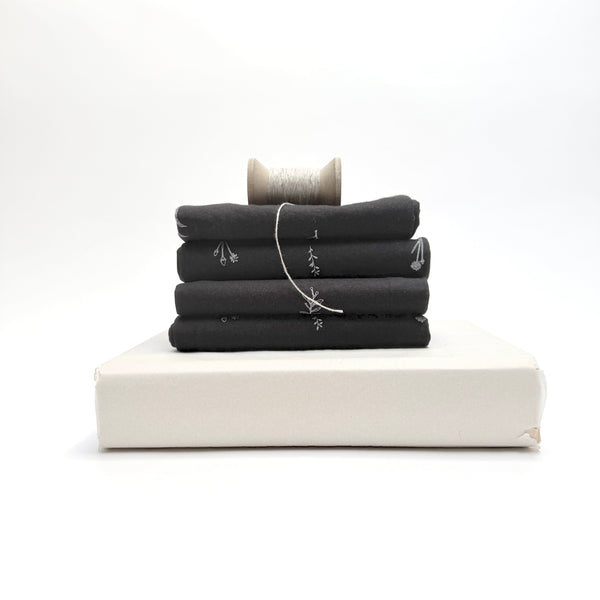 herb tea towel - hemp and cotton - black