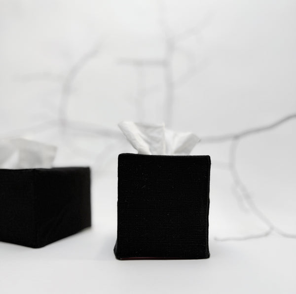black linen tissue cover