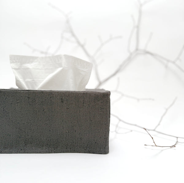 deep linen tissue cover- black and charcoal