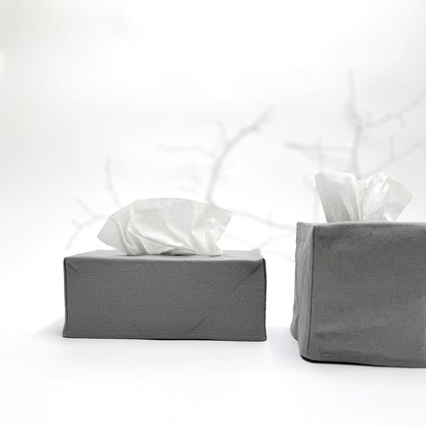 grey linen tissue cover
