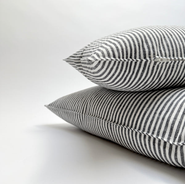 hemp and cotton ticking pillow