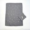 herb tea towel - hemp and cotton - charcoal