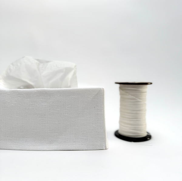 white linen tissue cover- rectangular