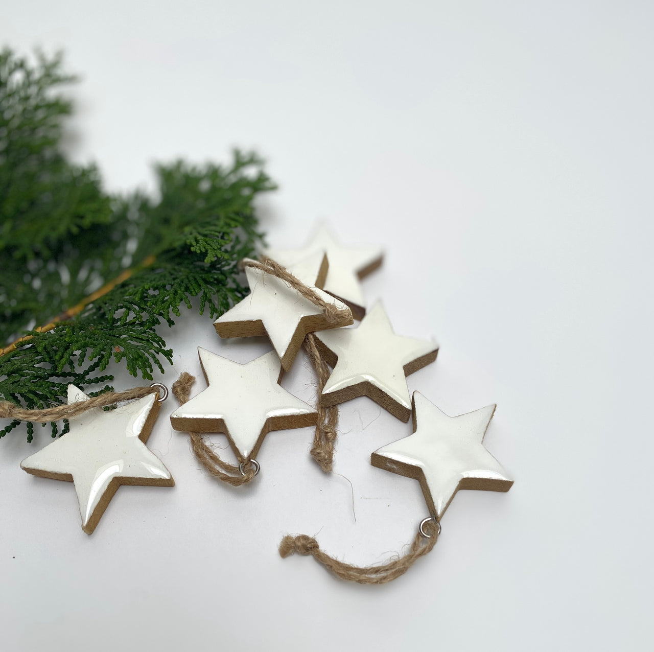 glazed wooden stars ( bag of 6 )