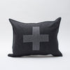 applique wool pillows- black and grey cross