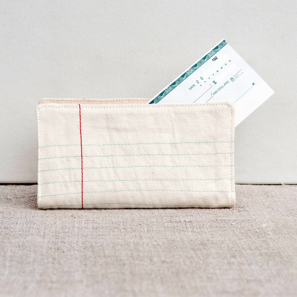 lined paper cheque book cover