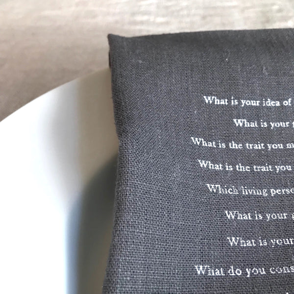 proust questionnaire linen napkins ( grey )