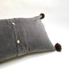 velvet pillow with pom poms (grey)