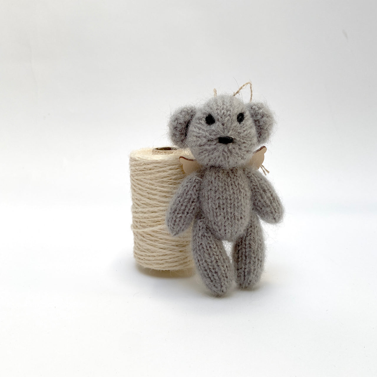 knit bear with wings- grey