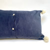 velvet pillow with pom poms (slate)