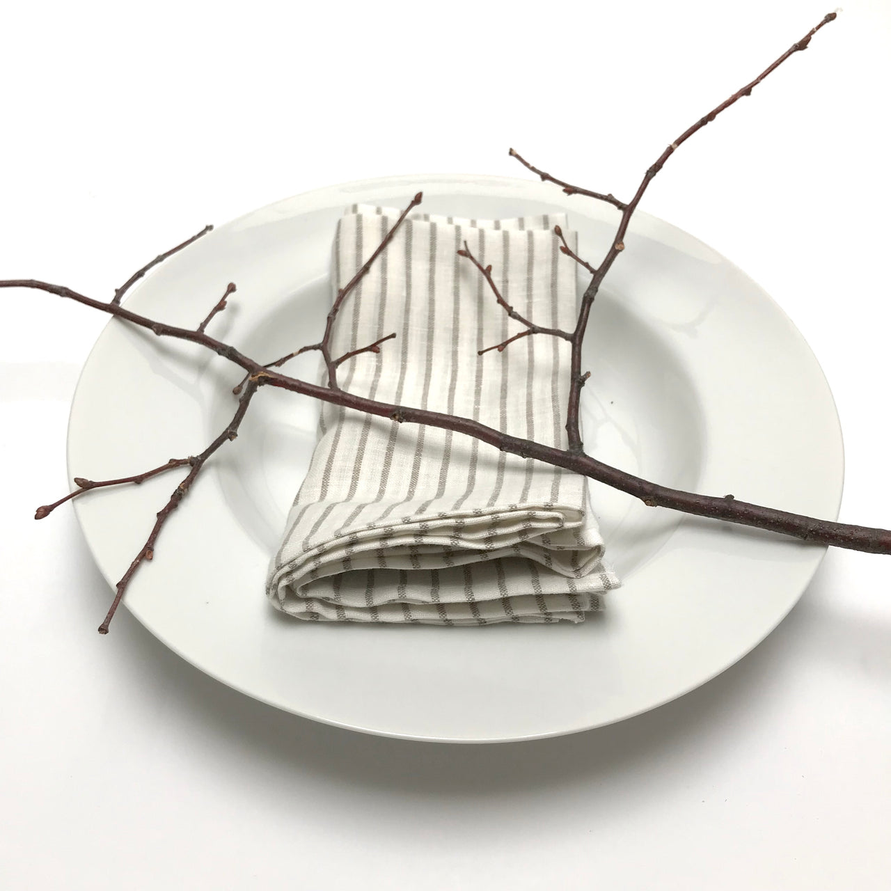 linen striped napkins - taupe