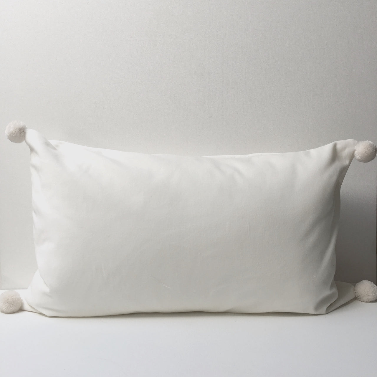 velvet pillow with pom poms